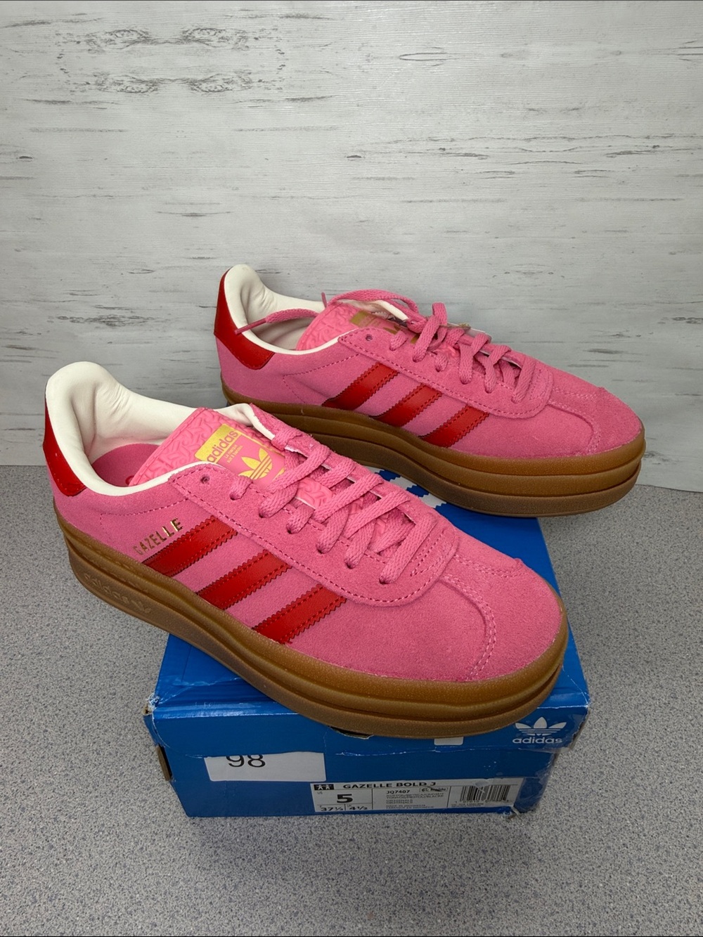 adidas Gazelle Platform Sneakers in Pink and Red